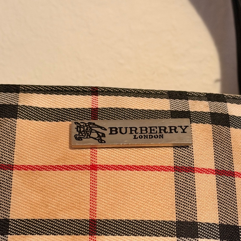 Burberry Beige Plaid Mini Tote with Black Leather Handles - Picture 8 of 13